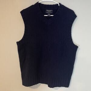 Vintage American Eagle Men's Blue V-Neck Pullover Sweater Vest Lambswool Size M